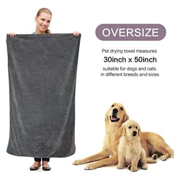 KinHwa Dog Towel Super Absorbent Pet Bath Towel Microfiber Dog Drying Towel for Small, Medium, Large...