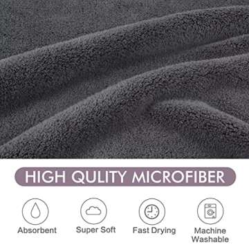 KinHwa Dog Towel Super Absorbent Pet Bath Towel Microfiber Dog Drying Towel for Small, Medium, Large Dogs and Cats 30inch x 50inch Dark-Gray