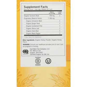 Yogi Tea Honey Chai Turmeric Vitality 16 ct Organic Bliss