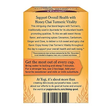 Yogi Tea Honey Chai Turmeric Vitality 16 ct Organic Bliss