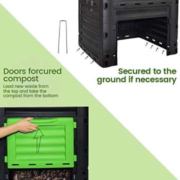 Garden Compost Bin from BPA Free Material, 80 Gallon(300 L), Easy Assembling, Large Capacity, Fast Creation of Fertile Soil