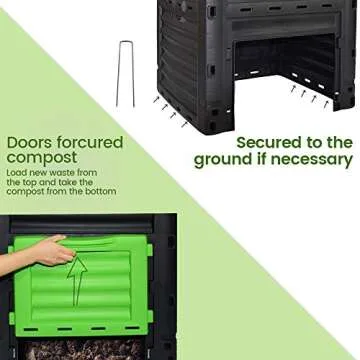 Garden Compost Bin from BPA Free Material, 80 Gallon(300 L), Easy Assembling, Large Capacity, Fast Creation of Fertile Soil
