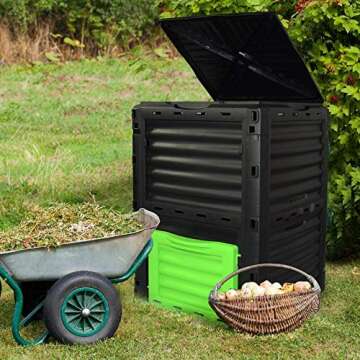 Garden Compost Bin from BPA Free Material, 80 Gallon(300 L), Easy Assembling, Large Capacity, Fast Creation of Fertile Soil