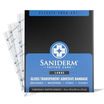 Saniderm Tattoo Aftercare Bandage 3 Sheets (Large Pack, 8 in x 10 in) – Convenient, Faster Tattoo ...