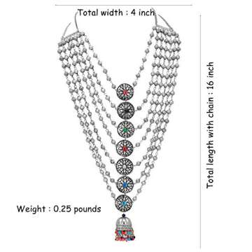 Jwellmart Indian Oxidized Silver Long Statement Partywear Multiline Necklace Fashion Jewelry for Women