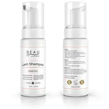 Korean Eyelash Extension Foam Cleanser Shampoo & Brush (50ml) - Oil Free Sensitive Paraben & Sulfate Free Eyelid/Lash Foaming Wash Cleaner To Remove Makeup & Mascara - Ideal For Salons And Home Care