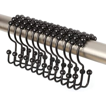 Premium Matte Black Shower Hooks - Rust-Resistant & Smooth Gliding