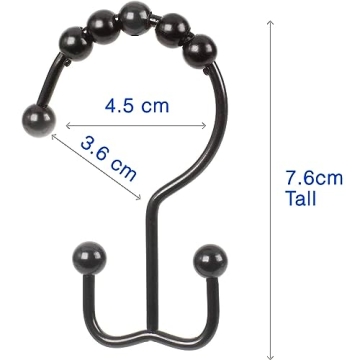 Matte Black Shower Hooks Rust-Resistant Smooth Gliding