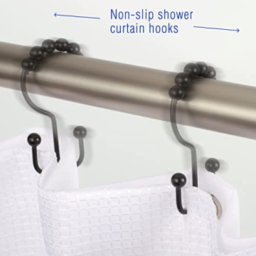 Matte Black Shower Hooks Rust-Resistant Smooth Gliding