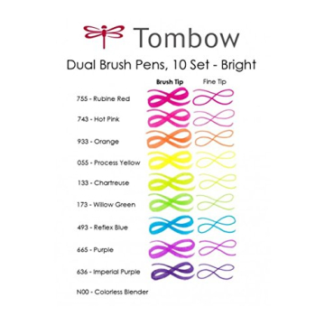 Tombow 56185 Dual Brush Pen Art Markers, 10-Pack Bright