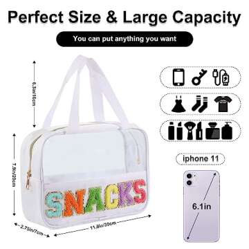 Chenille Letter Patch Clear Bag for Stylish Travel Storage