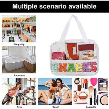 Chenille Letter Patch Clear Bag for Stylish Travel Storage