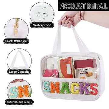 Chenille Letter Patch Clear Bag for Stylish Travel Storage