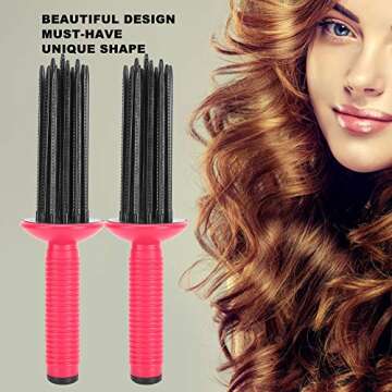 Hair Fluffy Curling Roll Comb Anti‑Slip Curling Wand,Hair Curler Curling Make Up Brush Roller Tool...