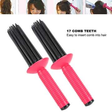 Hair Fluffy Curling Roll Comb Anti‑Slip Curling Wand,Hair Curler Curling Make Up Brush Roller Tool,Styling Curler Curls Comb