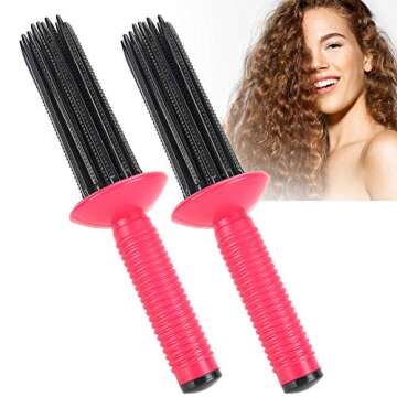 Hair Fluffy Curling Roll Comb Anti‑Slip Curling Wand,Hair Curler Curling Make Up Brush Roller Tool,Styling Curler Curls Comb