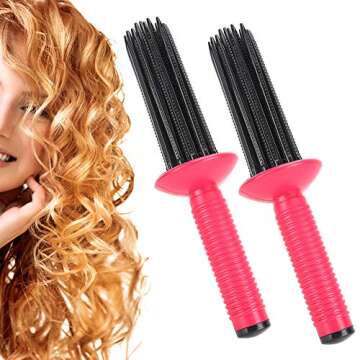Hair Fluffy Curling Roll Comb Anti‑Slip Curling Wand,Hair Curler Curling Make Up Brush Roller Tool,Styling Curler Curls Comb