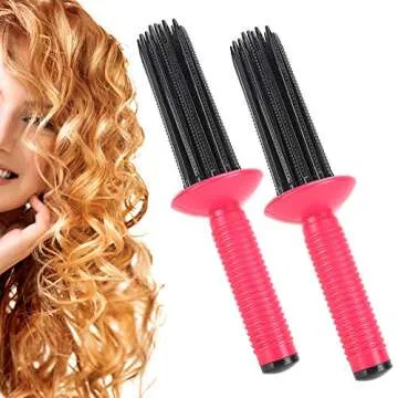 Hair Fluffy Curling Roll Comb Anti‑Slip Curling Wand,Hair Curler Curling Make Up Brush Roller Tool,Styling Curler Curls Comb