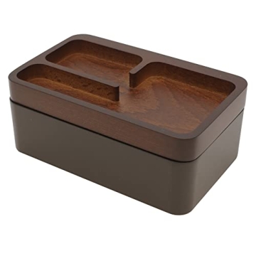 REVOV Tray Box, EDC Valet Tray Box with Authentic Wood Magnetic Swivel lid, for Office Desk Organize...