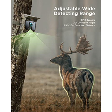 CEYOMUR 4K 30fps Solar Trail Camera, WiFi Bluetooth 46MP Game Camera, Trail Camera with 120°Detection Angle Night Vision Motion Activated IP66 Waterproof for Wildlife Scouting with 32GB Micro SD Card