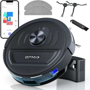 Robot Vacuum and Mop Combo 5500Pa Max Suction with LiDAR Navigation Smart Mapping, 120 Min Runtime C...
