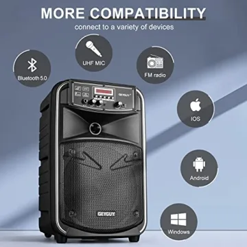 Portable Bluetooth PA System with Wireless Mic & Subwoofer