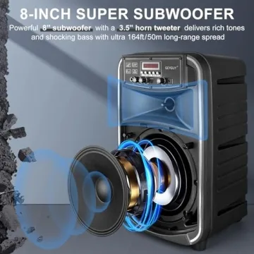 Portable Bluetooth PA System with Wireless Mic & Subwoofer