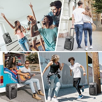 Portable Bluetooth PA System with Wireless Mic & Subwoofer