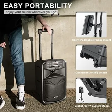 Portable Bluetooth PA System with Wireless Mic & Subwoofer
