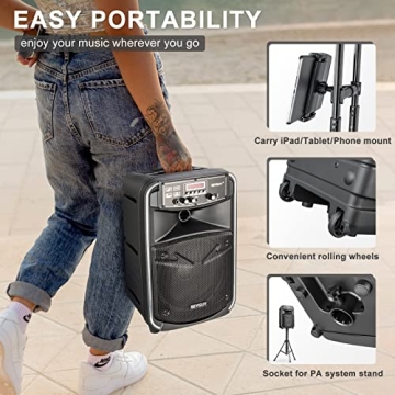 Portable Bluetooth PA System with Wireless Mic & Subwoofer