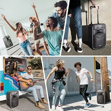 Portable Bluetooth PA System with Wireless Mic & Subwoofer