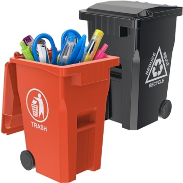 Wiosi Mini Garbage Trash Pen Holder for Desk and Tiny Recycle Bin Pencil Holder Black & Orange, Pack...