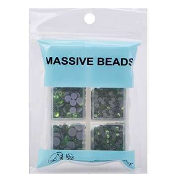 4000pcs Mixed Size Hot Fix Round Crystals Gems Glass Stones Hotfix Flat Back Rhinestones (Peridot)