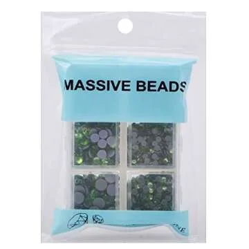 4000pcs Mixed Size Hot Fix Round Crystals Gems Glass Stones Hotfix Flat Back Rhinestones (Peridot)