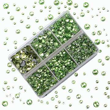 4000pcs Mixed Size Hot Fix Round Crystals Gems Glass Stones Hotfix Flat Back Rhinestones (Peridot)
