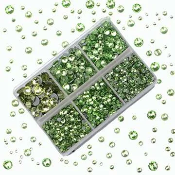 4000pcs Mixed Size Hot Fix Round Crystals Gems Glass Stones Hotfix Flat Back Rhinestones (Peridot)