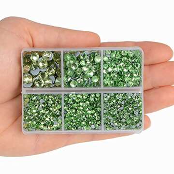 4000pcs Mixed Size Hot Fix Round Crystals Gems Glass Stones Hotfix Flat Back Rhinestones (Peridot)