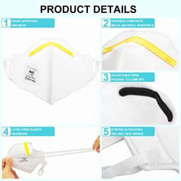 Nextirrer NIOSH Certified N95 Mask Particulate Respirators - Pack of 20 N95 Face Masks