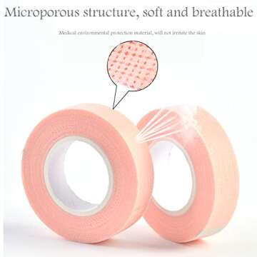 6 Rolls Eyelash Tape,Adhesive Fabric Eyelash Extension Tape,Breathable Micropore Fabric Tape for Eyelash Extension Supplies,9 m/10 Yard Each Roll (Pink)