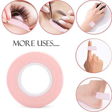 6 Rolls Eyelash Tape,Adhesive Fabric Eyelash Extension Tape,Breathable Micropore Fabric Tape for Eyelash Extension Supplies,9 m/10 Yard Each Roll (Pink)