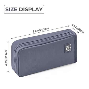 OMNGE Big Capacity Pencil Case Standing Pencil Pen Case High-standard Canvas Pen Holder Supplies for Office College School Girl Boy Men Women (Deep grey)