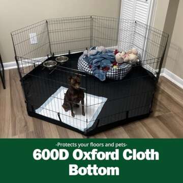PJYuCien Dog Playpen, 8 Panels 24’’H Dog Pens Indoor with Bottom Pad, Metal Foldable Pet Puppy Exercise Fence Crate Kennel, Better for Small Animals,Black