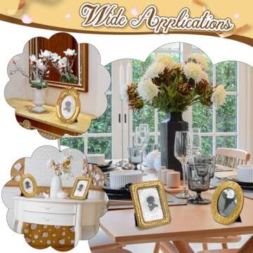 Vicenpal 3 Pcs Tiny Picture Frame Small Picture Frames Vintage Oval Photo Frames Gold Vintage Baroque Ornate Antique Photo Display Resin Oval Frame Table Display for Home Wedding