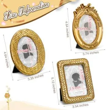 Vicenpal 3 Pcs Tiny Picture Frame Small Picture Frames Vintage Oval Photo Frames Gold Vintage Baroque Ornate Antique Photo Display Resin Oval Frame Table Display for Home Wedding
