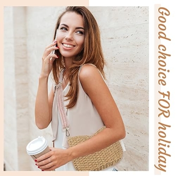 Stylish Abbylike Woven Straw Crossbody Bag with Earrings