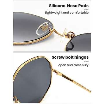 Veda Tinda Vision Black Round Sunglasses for Women 70s 90s Rave Vintage Trendy Retro Oversized Frameless Womens Accessories Polarized Mens Big Circle Large Colored Gold Shades UV Protection Glasses