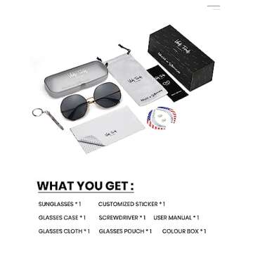 Veda Tinda Vision Black Round Sunglasses for Women 70s 90s Rave Vintage Trendy Retro Oversized Frameless Womens Accessories Polarized Mens Big Circle Large Colored Gold Shades UV Protection Glasses