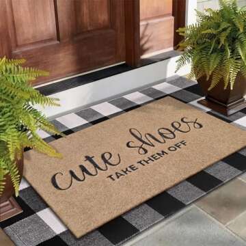Welcome Mat for Front Door Outdoor Entryway Cute Shoes Take Them Off Indoor Mats with Rubber Backing...