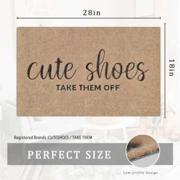 Welcome Mat for Front Door Outdoor Entryway Cute Shoes Take Them Off Indoor Mats with Rubber Backing Doormat Non Slip Easy to Clean Natural Outside Brown