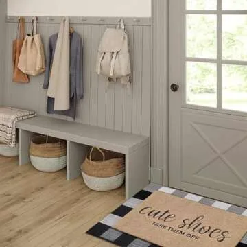 Welcome Mat for Front Door Outdoor Entryway Cute Shoes Take Them Off Indoor Mats with Rubber Backing Doormat Non Slip Easy to Clean Natural Outside Brown